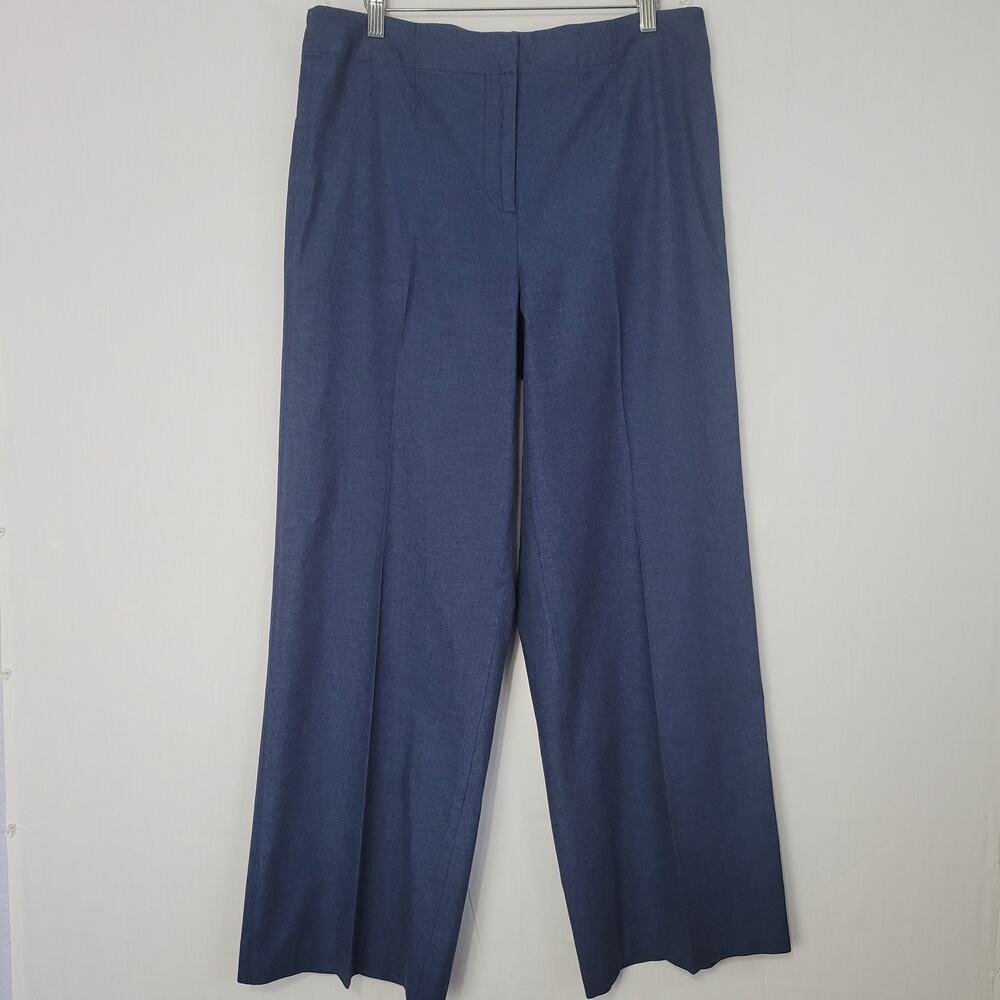 Ann Taylor High Rise Wide Leg Pants size 10 Blue Nautical Fisherman Coastal
